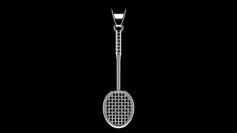 Silber Kettenanhänger, Badmintonschläger, Vorderansicht