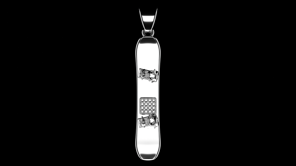 Silber Kettenanhänger, Snowboard, Vorderansicht