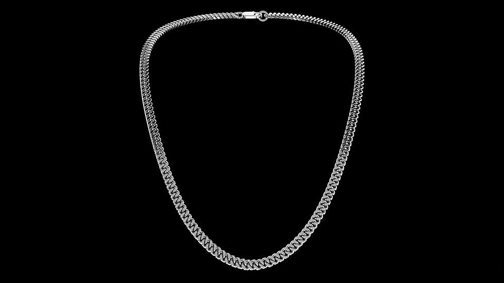 Silberkette, Cuban 4-Fach diamantiert, Vorderansicht