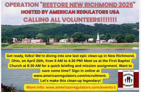 OPERATION RESTORE NEW RICHMOND 2025 - April 26, 2025. In coordination with the Village of New Richmond.