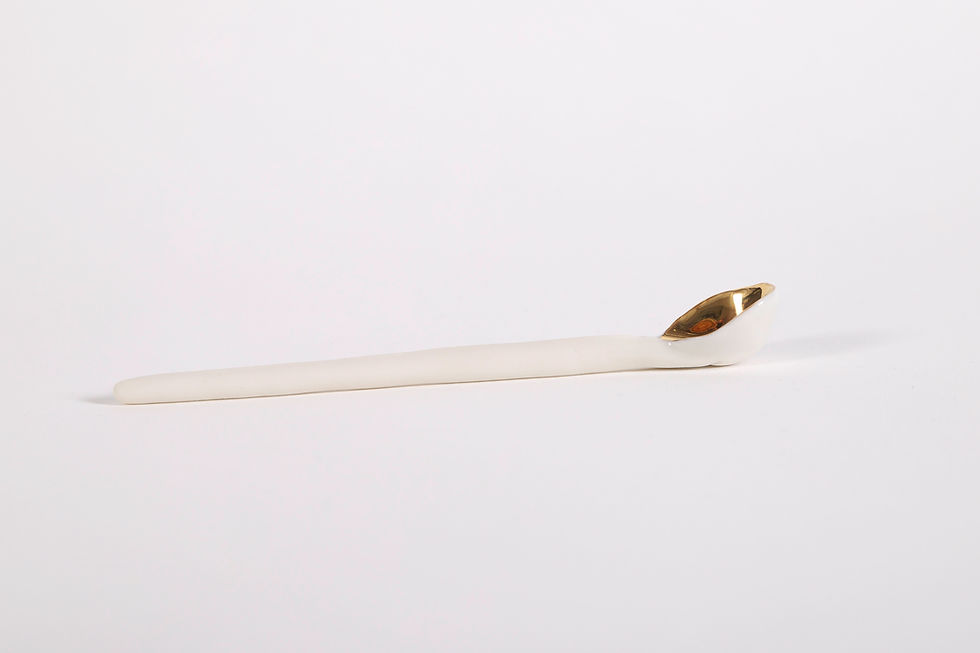 Miniatura: Złota Kropka - Porcelanowa łyżeczka ze złotem