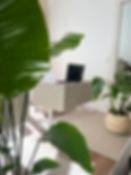 Bild des Co-Working-Space von Heimatoffice 26 in München: Ein Laptop steht auf einem Tisch, umgeben von zahlreichen Pflanzen.