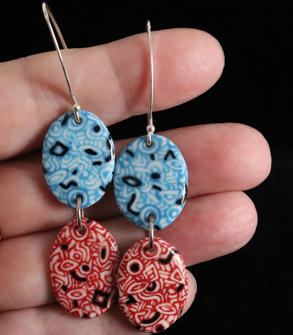 Thumbnail: Oval-shaped two tiered Earrings