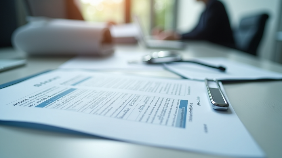Close-up view of a clinical trial protocol document on a desk