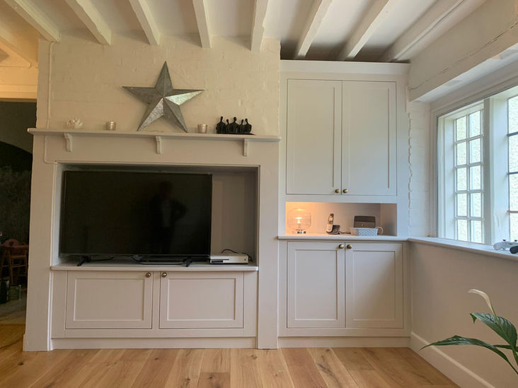 hand painted, custom made, bespoke, cabinetry, wardrobes, fireplace cupboards, hand painted shelves