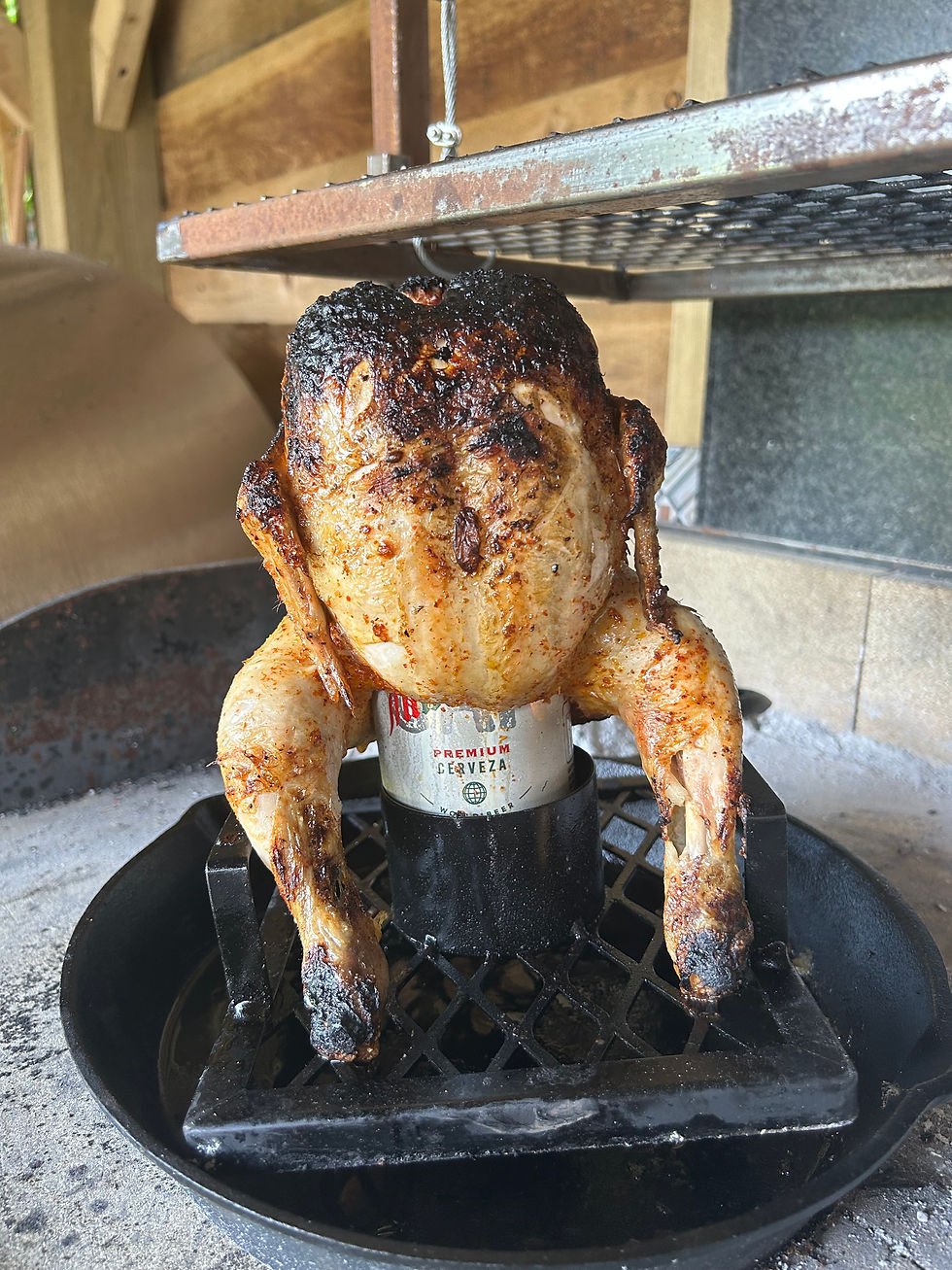 beer can chicken in the pizza oven