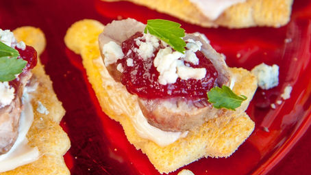 Roast Pork and Cranberry Jelly Christmas Canapés