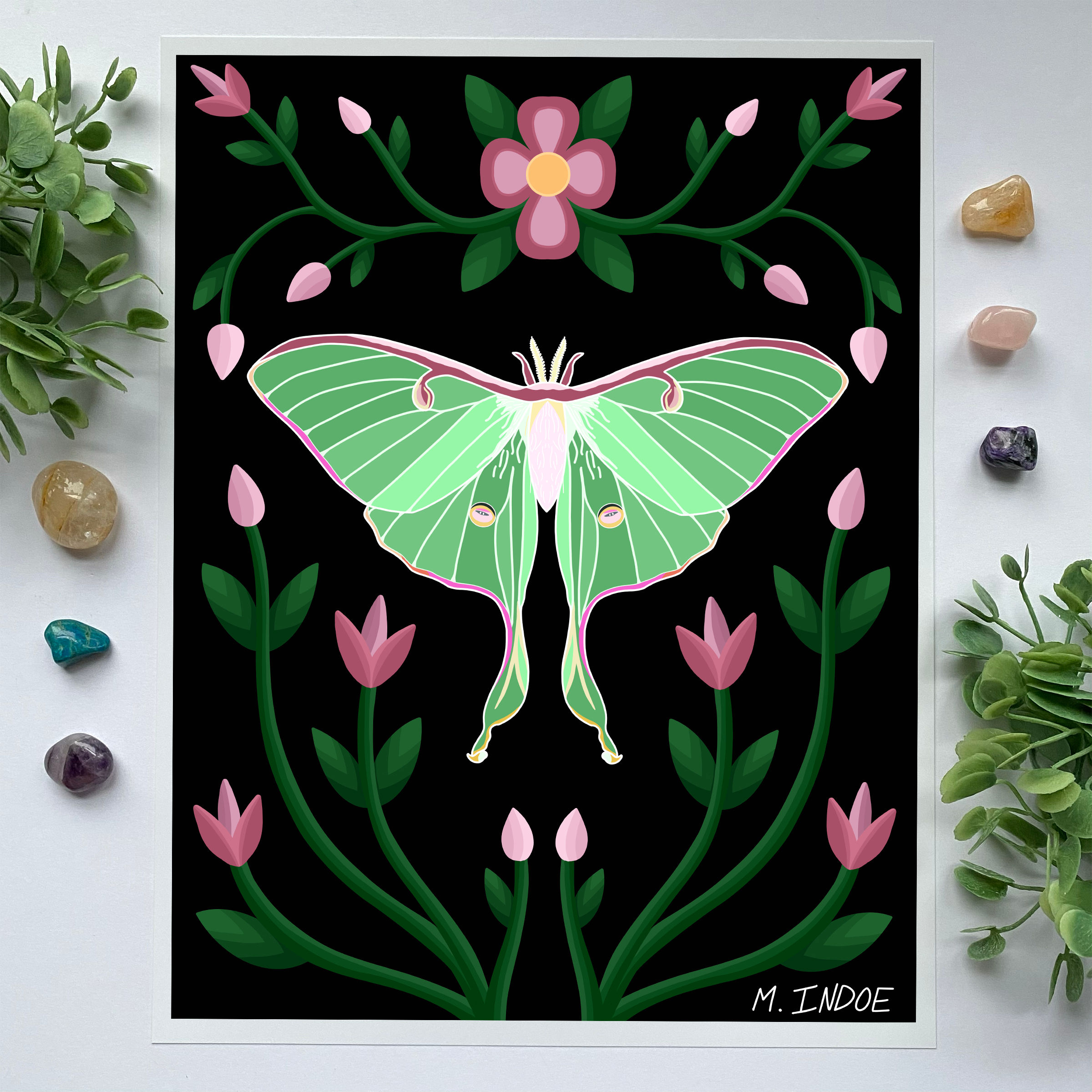 Lunar Moth and Ojibwe Florals