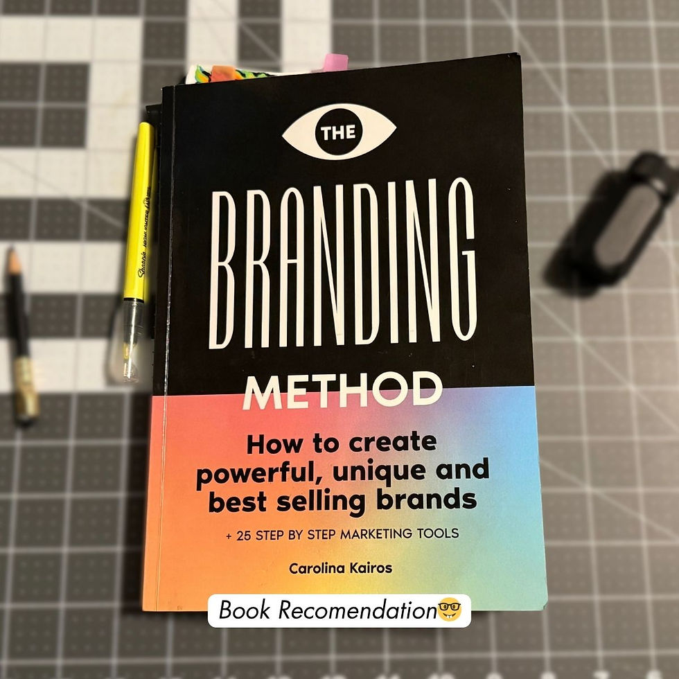 Book Recommendation — The Branding Method by Carolina Kairos
This month’s read is for every creative mind serious about building something that lasts.
The Branding Method breaks down what makes brands powerful — not with corporate jargon, but with clarity, creativity, and structure that actually make sense to artists, designers, and entrepreneurs alike.