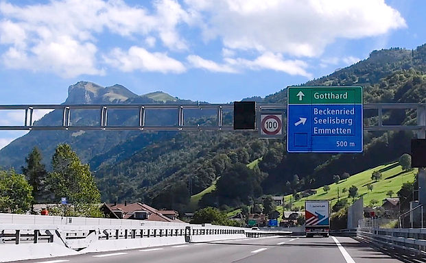 A2 motorway exit to Emmetten near Lake Lucerne, Switzerland.