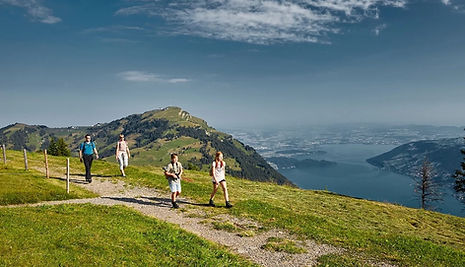Hiking above Lake Lucerne near Villa Tauris in Emmetten