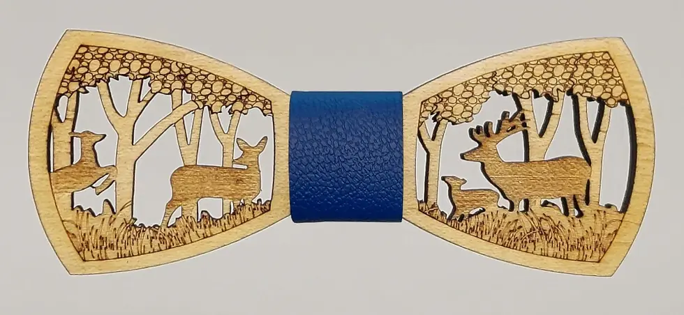 Sličica: Leseni lovski metuljček. Barvo traka na sredini je možno poljubno izbirati.