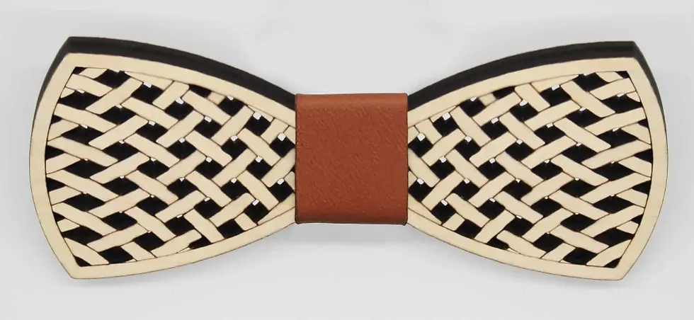 Sličica: Leseni metuljček. Barvo traka na sredini je možno poljubno izbirati.