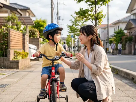 自転車の交通ルールをいつから教えるか考える親子