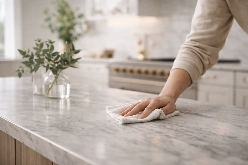 Wiping down the polished countertop.png