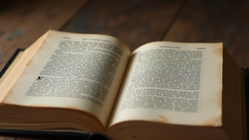 Close-up view of an open book with ancient text symbolizing knowledge and awakening