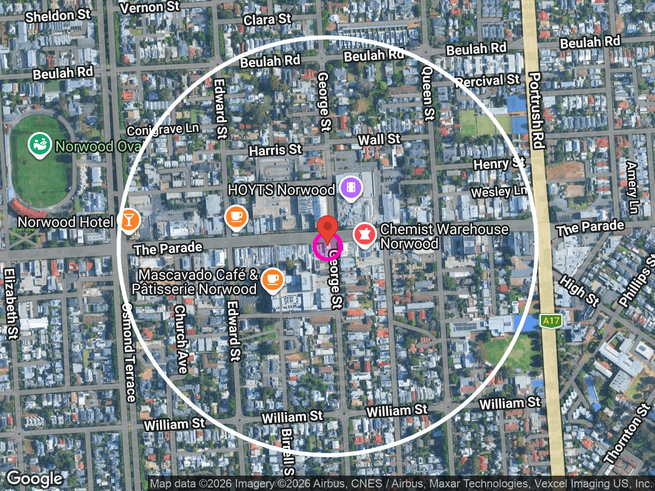 Site context map for 3/196 The Parade, Norwood
