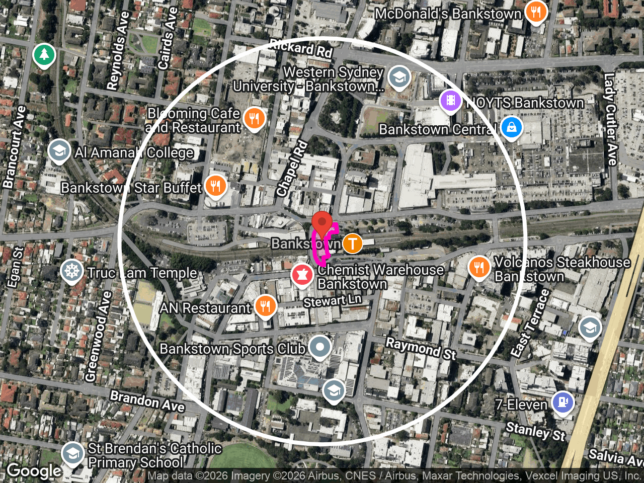 Site context map for Bankstown City Plaza