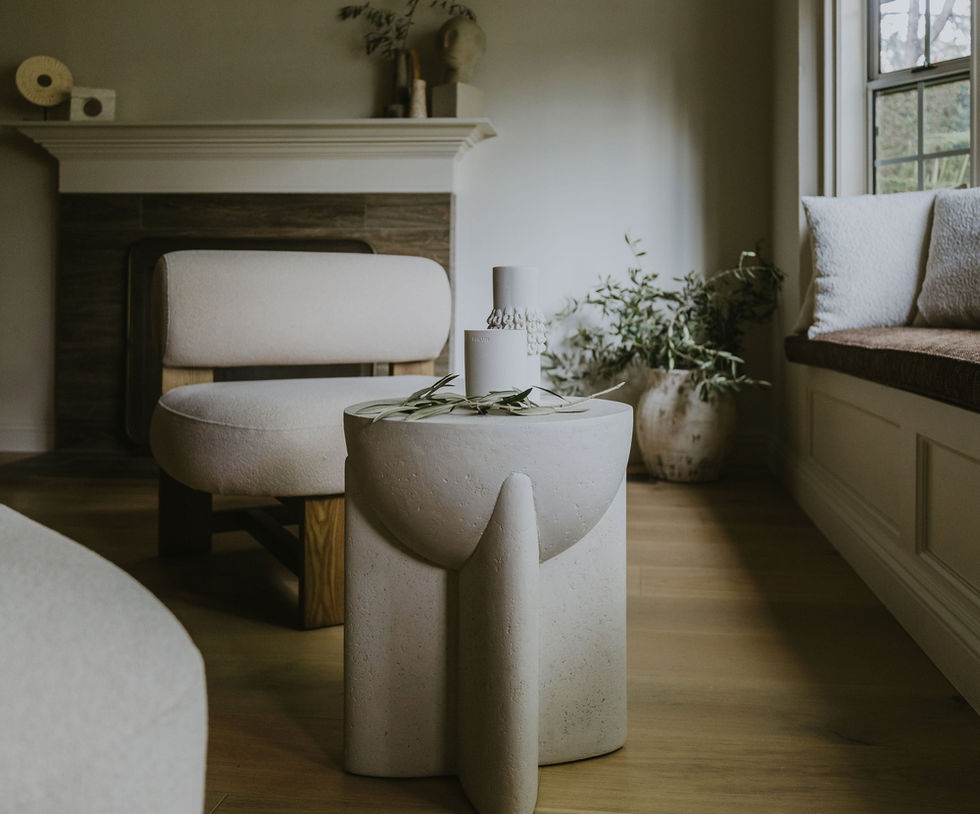 La Cañada residence reading nook with white lounge chair and window seat, by Corrine K Concepts, Los Angeles interior design studio