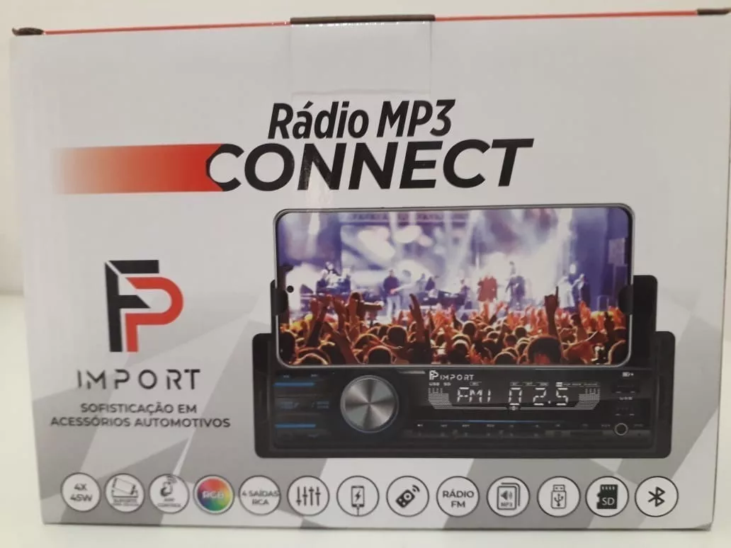 Auto Rádio Mp3 Connect Fp Som Automotivo Lançamento Top