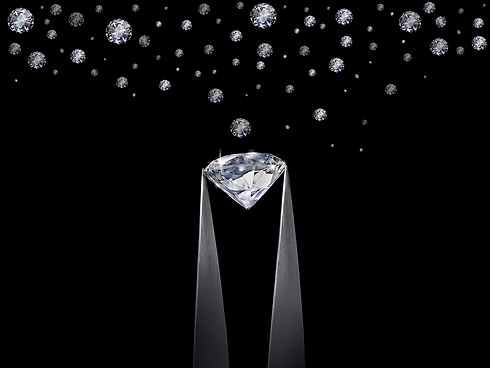 diamond tweezers on black background with diamonds