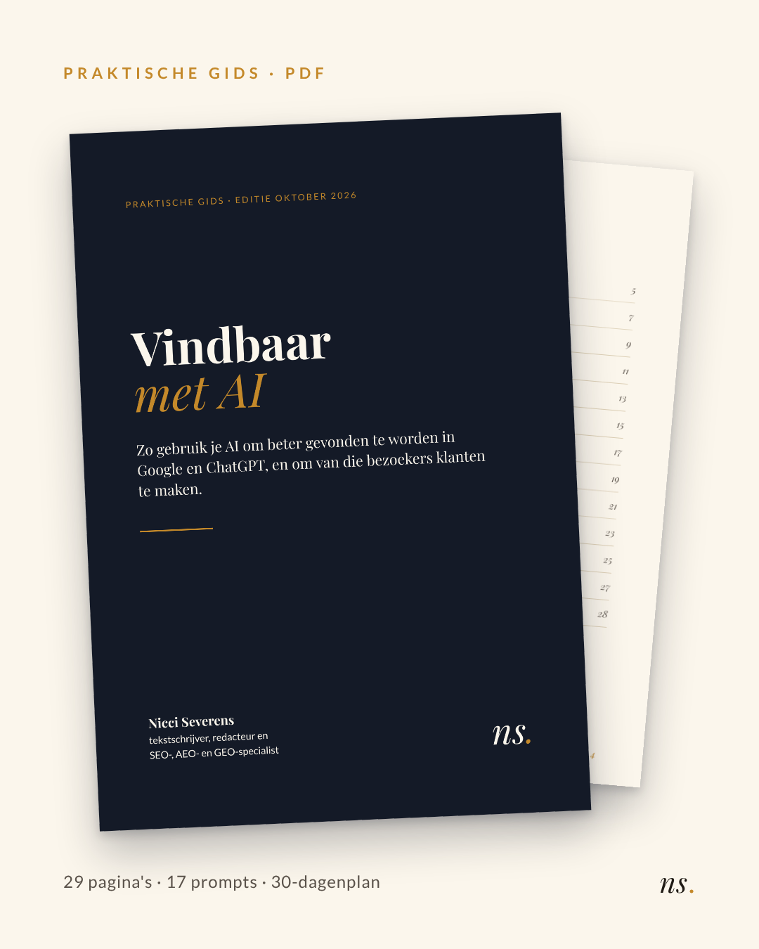 Omslag van de gids Vindbaar met AI van Nicci Severens