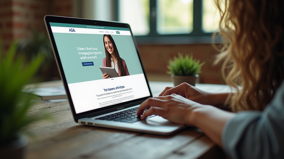 Close-up view of a person typing on a laptop with a nonprofit website open