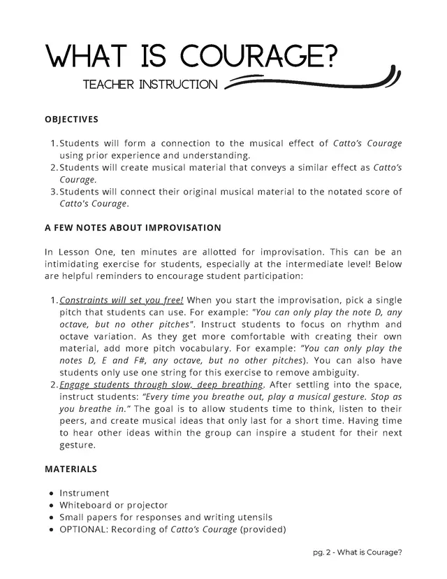 Thumbnail: Catto’s Courage for String Quartet & Beginner String Ensemble | Music Inclusion