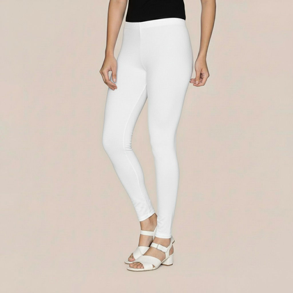 Ankle Cut Cotton Leggings White
