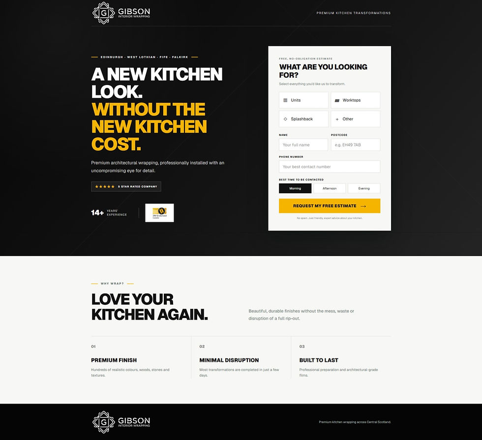 Dark kitchen interior with focus on precision wrapping