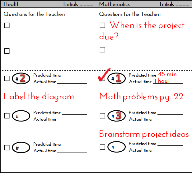 Homework Planner for Students (self-monitoring, time management, MAGIC!)