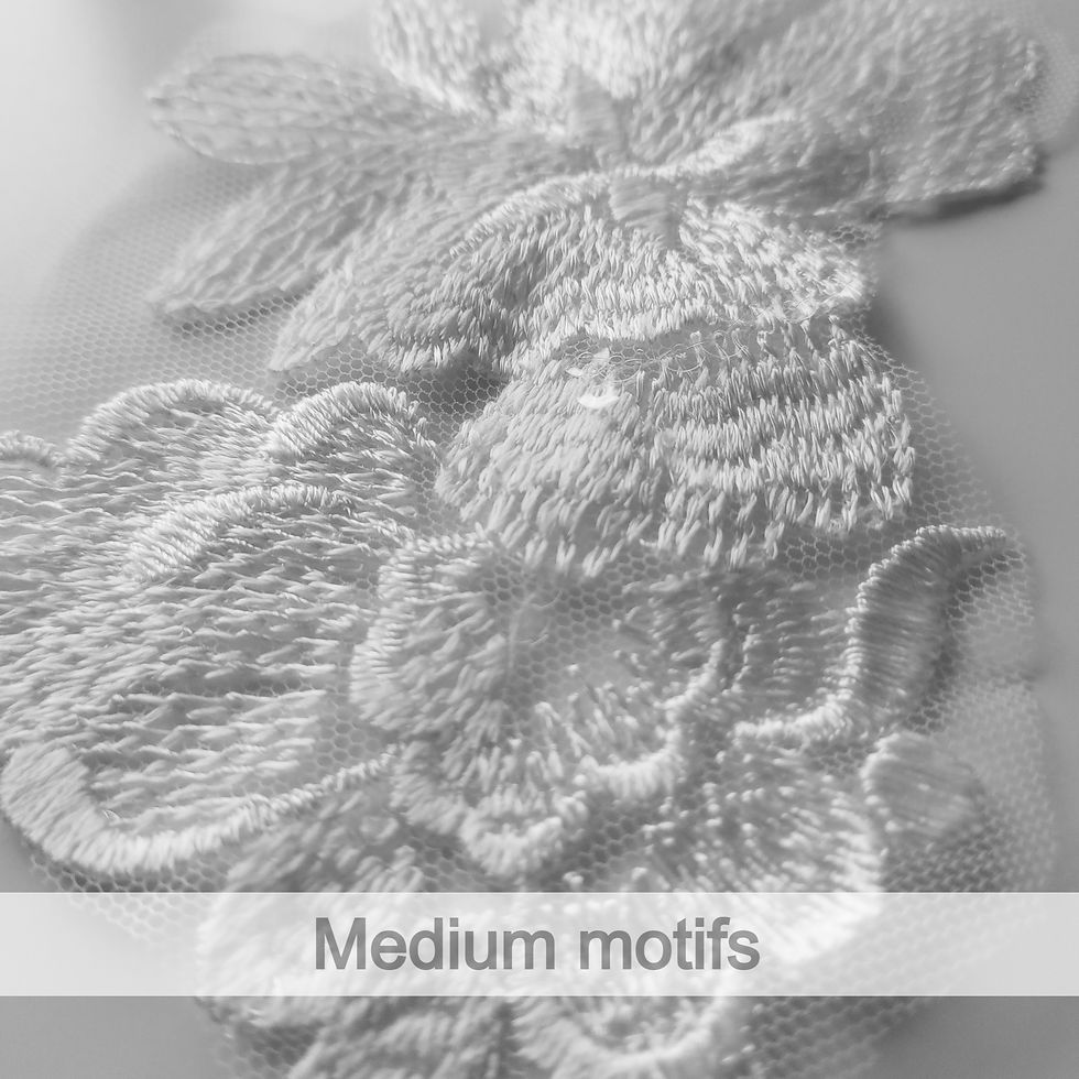 Floral bridal embroidery motifs for appliqué, medium