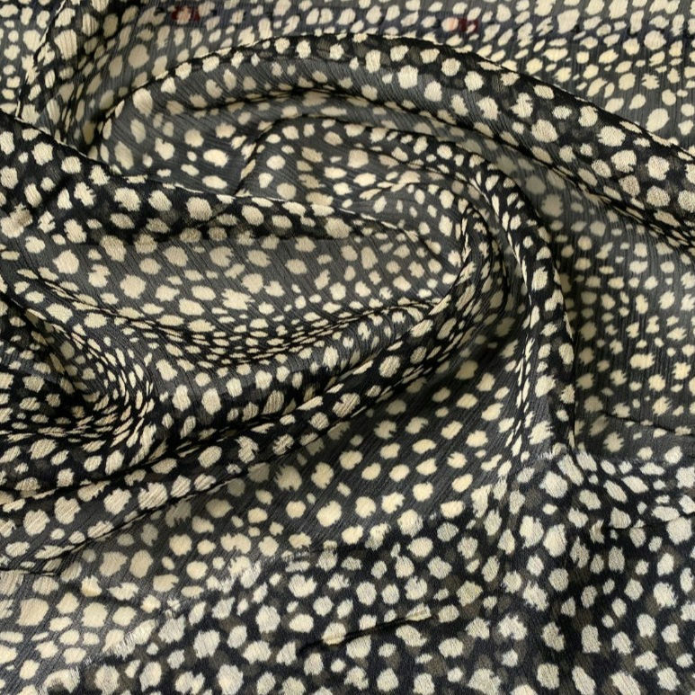 Italian semi-sheer animal print woven viscose, fine spot, per 0.5m