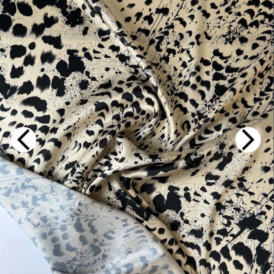 REMNANT 1.3m - Ex-designer, Italian twill fabric, cream inksplot