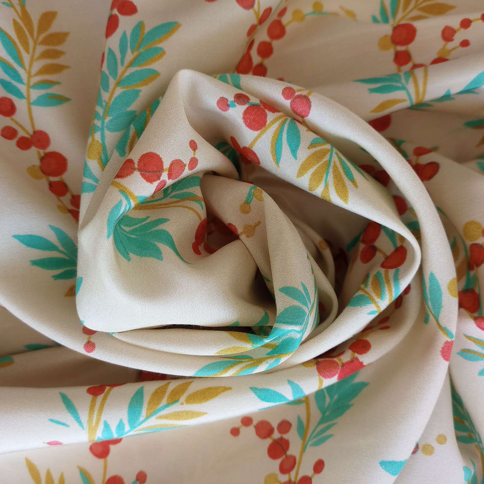 Italian floaty, lightweight, woven silk blend batiste, berries, 0.5m