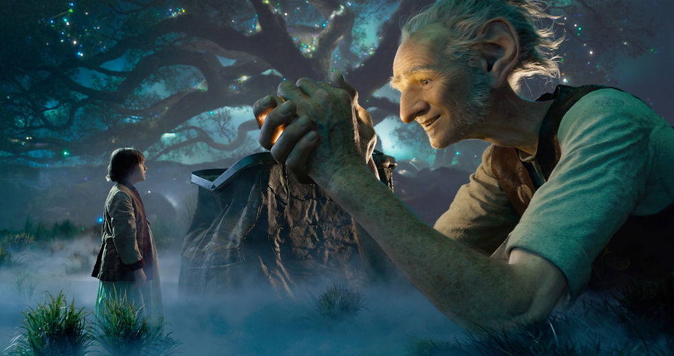 Sophie (Ruby Barnhill) and the BFG (Voice of Mark Rylance) in "The BFG"