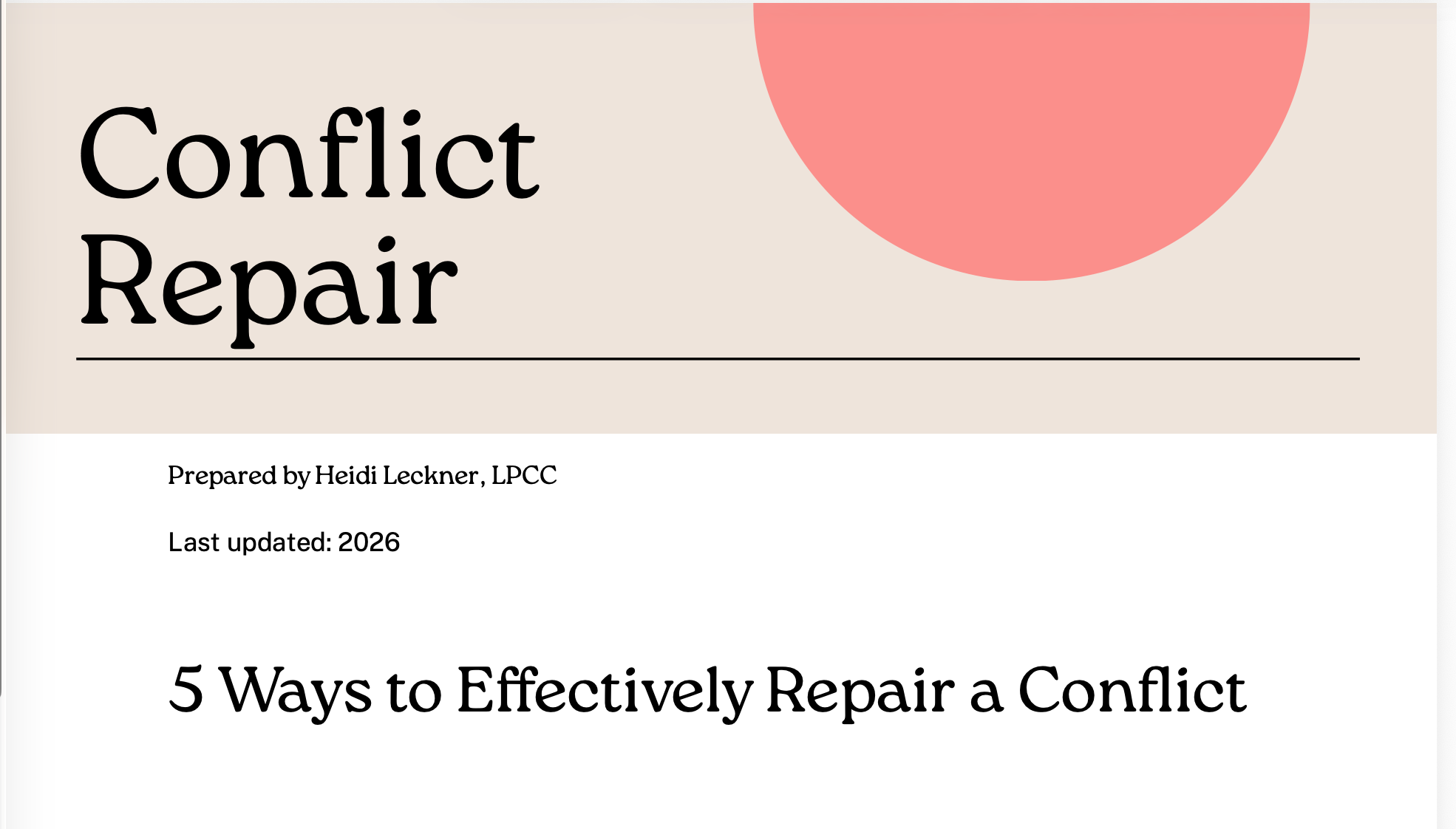 5 Ways to Repair Conflict