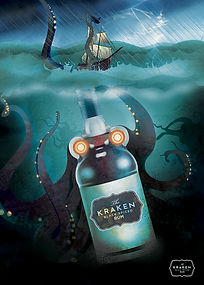 pub add poster art illustration kraken