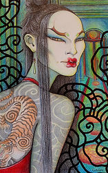 asian art portrait ethereal dark character beautiful woman artwork asia