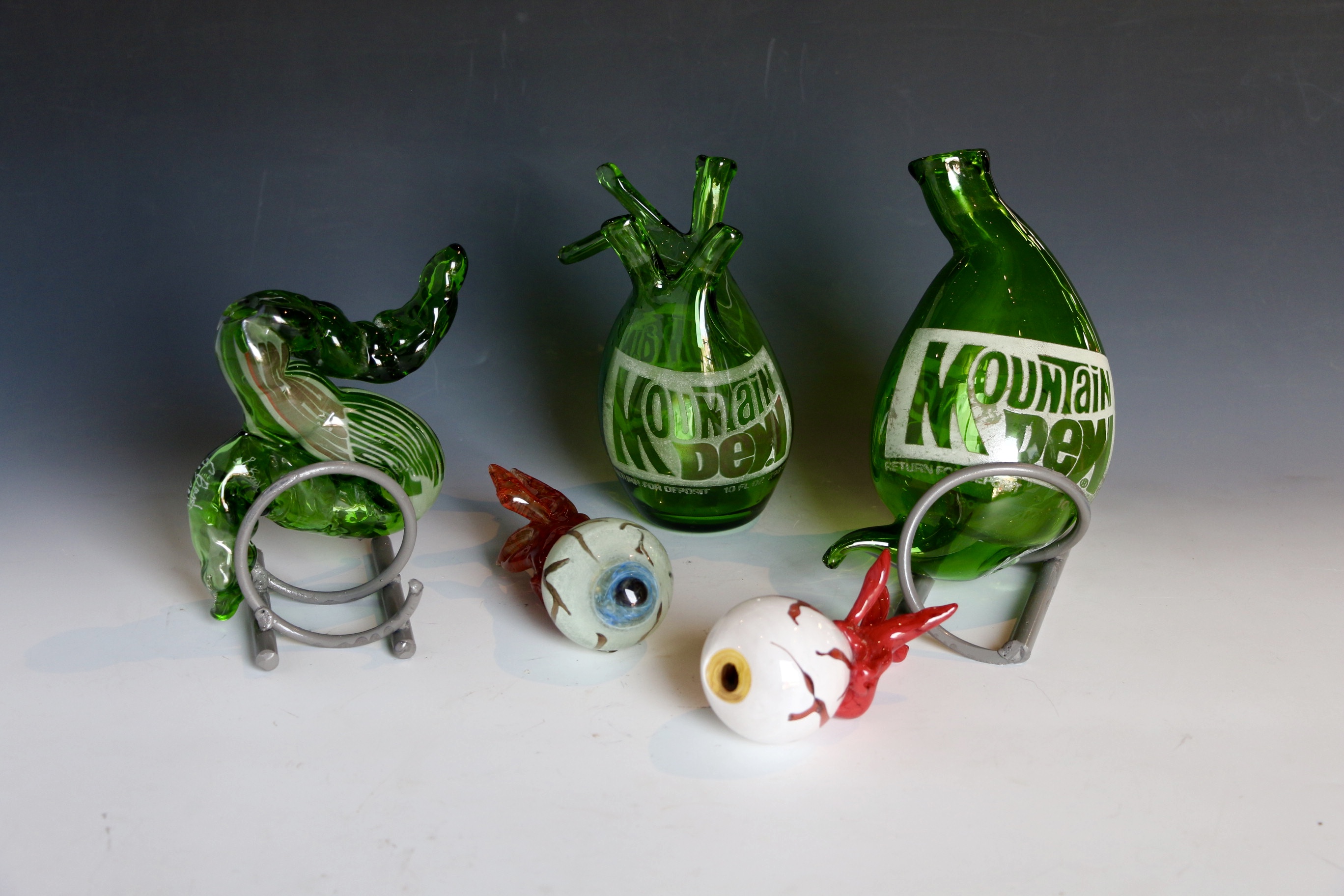 Antique soda bottles sculpted into organs