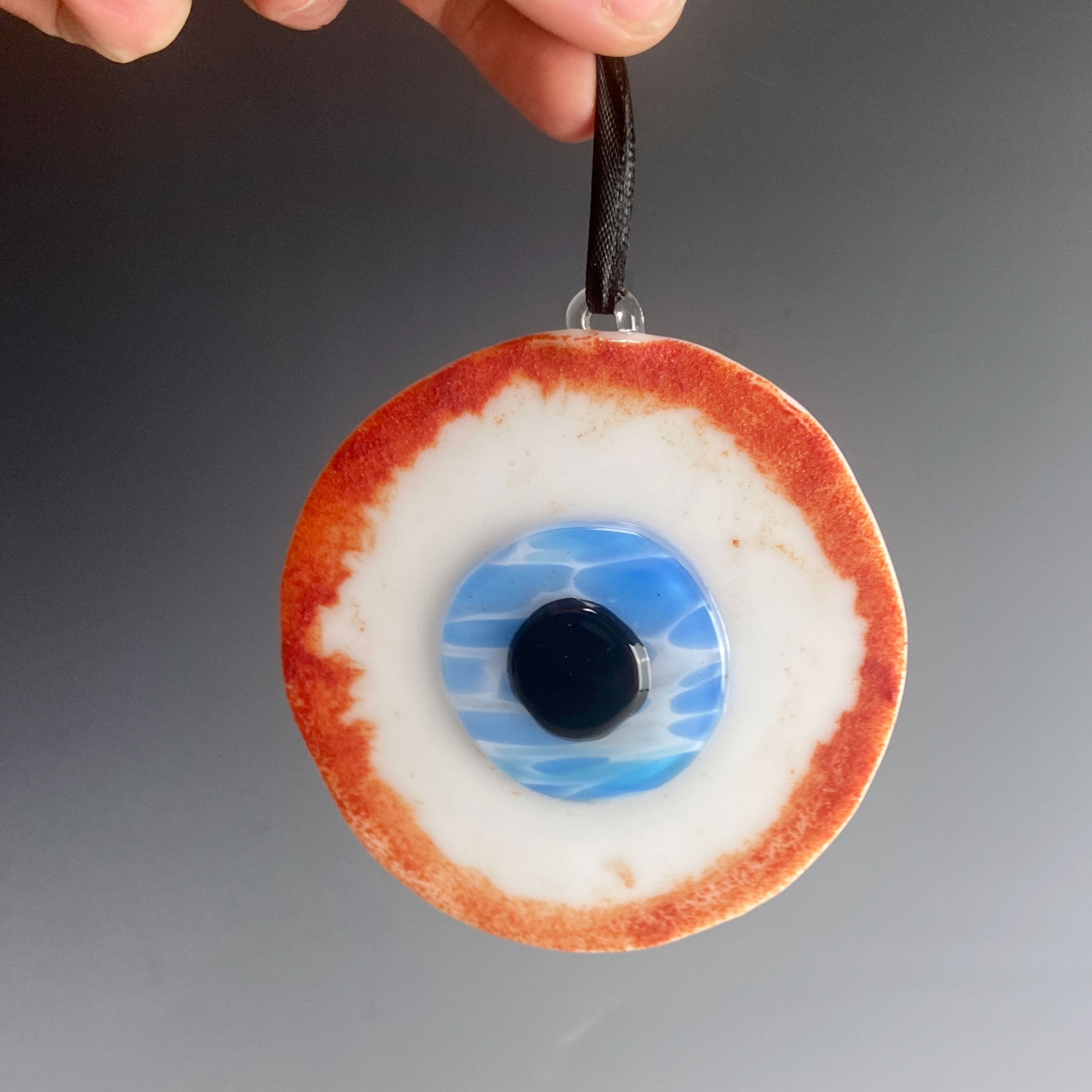Fused Flate Glass Eyeball Ornament