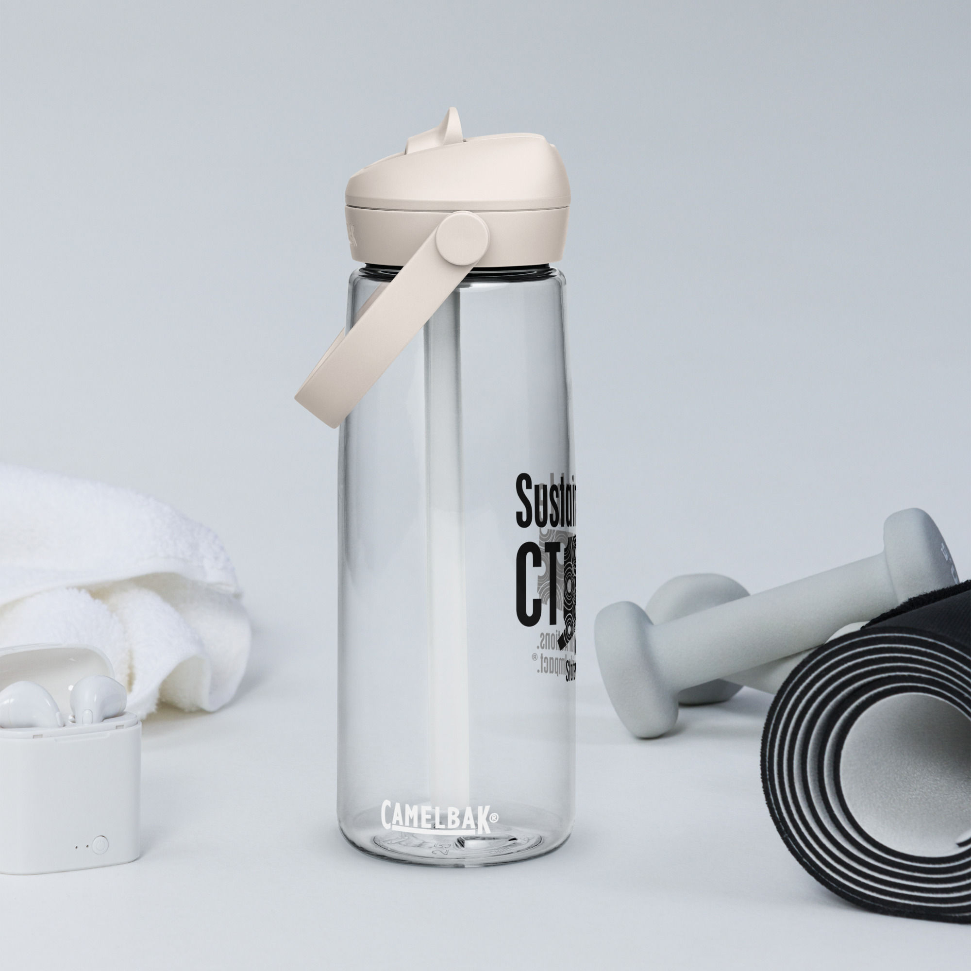 Flip straw water bottle