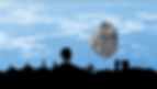 ligne d'horizon de la ville de bruxelles avec un rocher qui flotte et un homme de dos (inspiration du style Magritte)