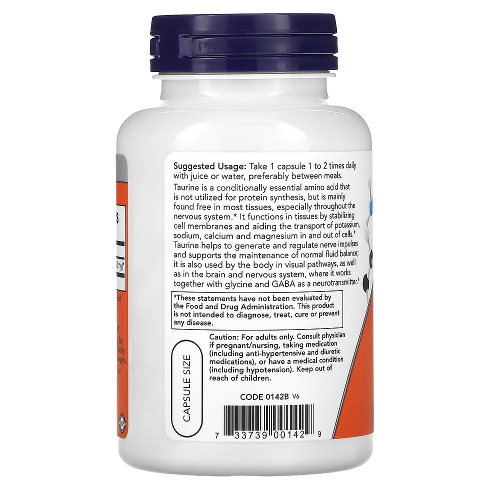 Miniatura: Instrucciones y recomendaciones de uso para el suplemento de taurina de doble potencia.