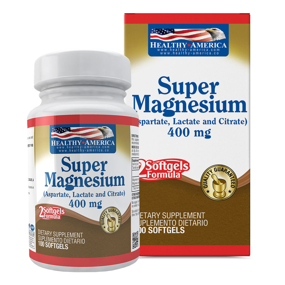 Healthy America, Super Magnesio 400mg, 100 cápsulas blandas