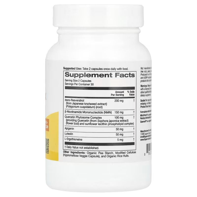 Miniatura: Parte trasera del frasco, donde se especifican la información nutricional y las advertencias del producto