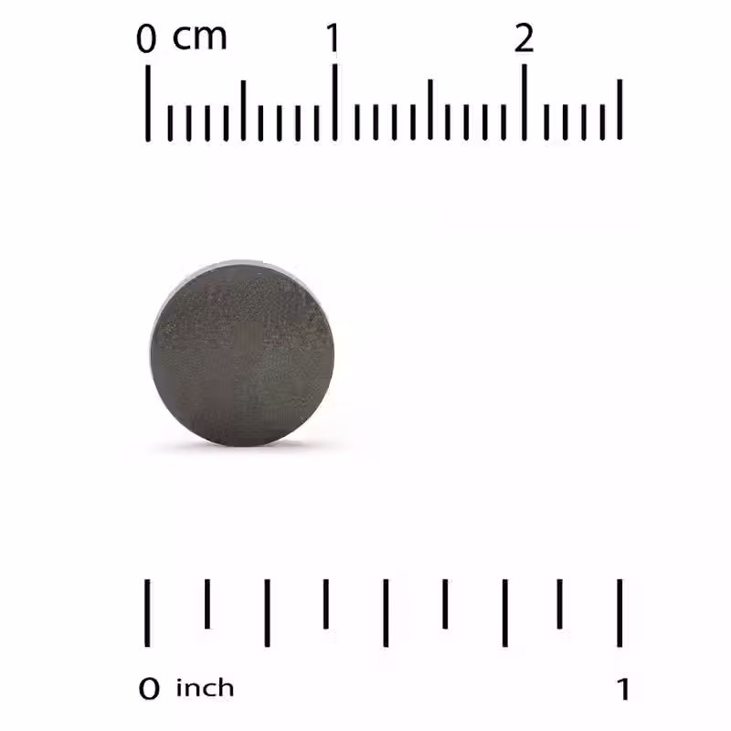 Miniatura: Imagen de un comprimido en escala, con medidas de referencia para visualizar su tamaño.