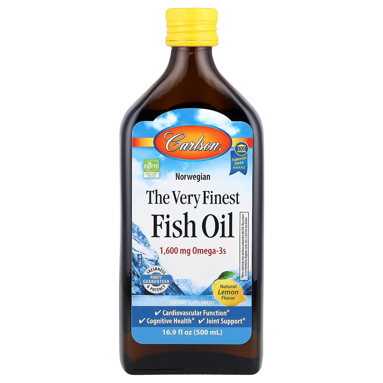 Carlson, El mejor aceite de pescado noruego, sabor a limón natural, 500ml