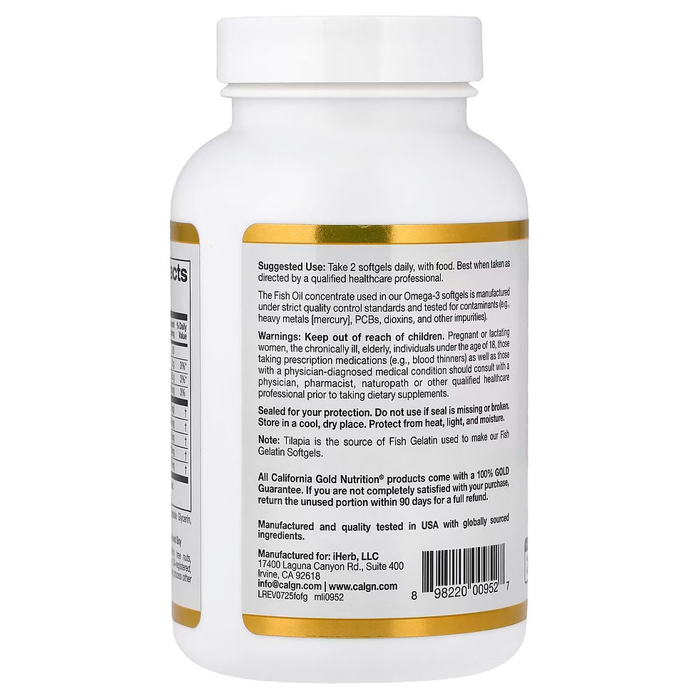 Miniatura: California Gold Nutrition, Aceite de pescado Omega-3 Premium, 100 cápsulas