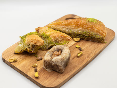 Baklava on a platter from Food Land Market